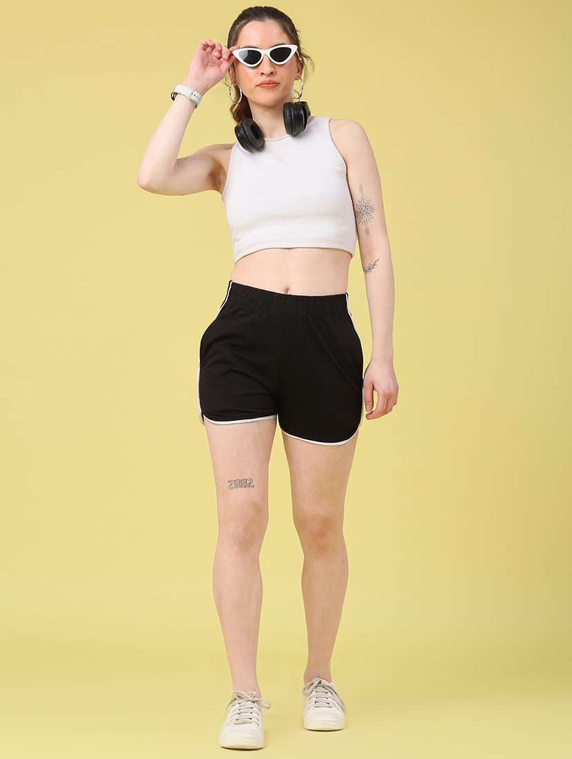 women solid mid rise short - 22247026 -  Standard Image - 5