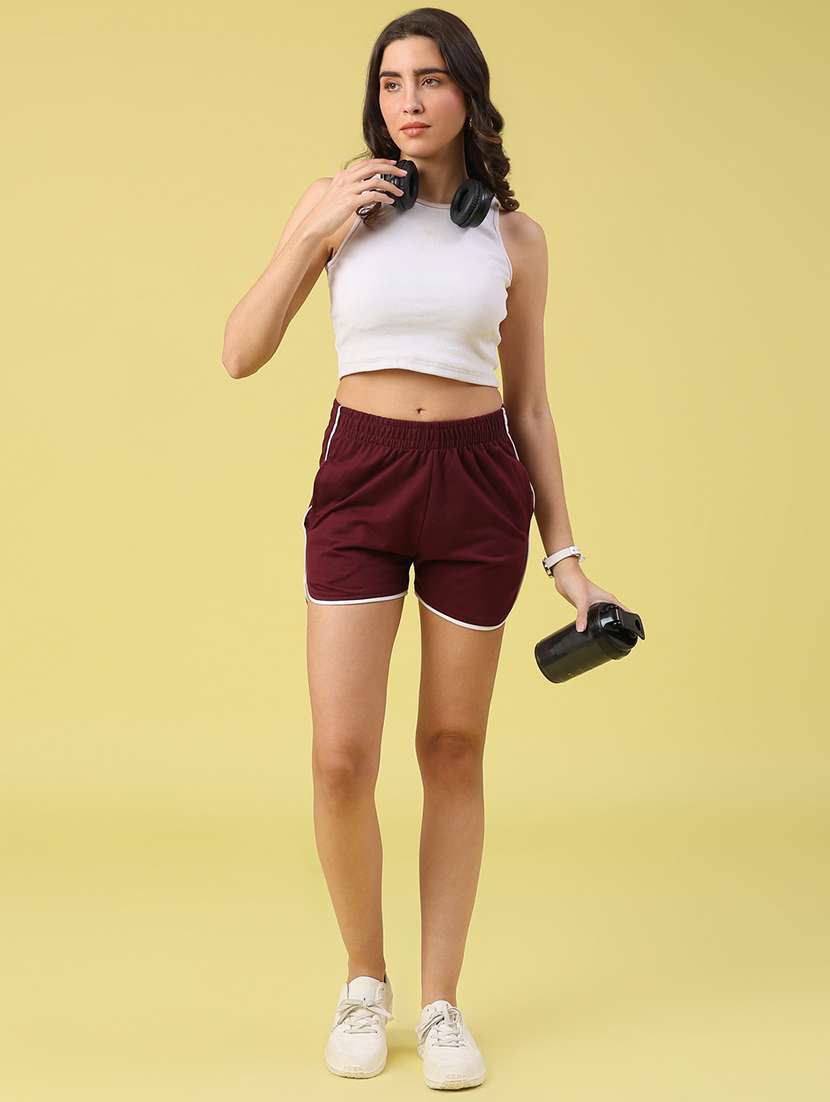 girls solid mid rise regular fit shorts - 22247027 -  Standard Image - 5