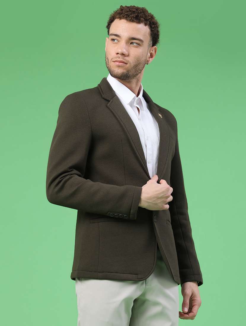 men solid lapel collar single breasted casual blazer - 22247039 -  Standard Image - 3