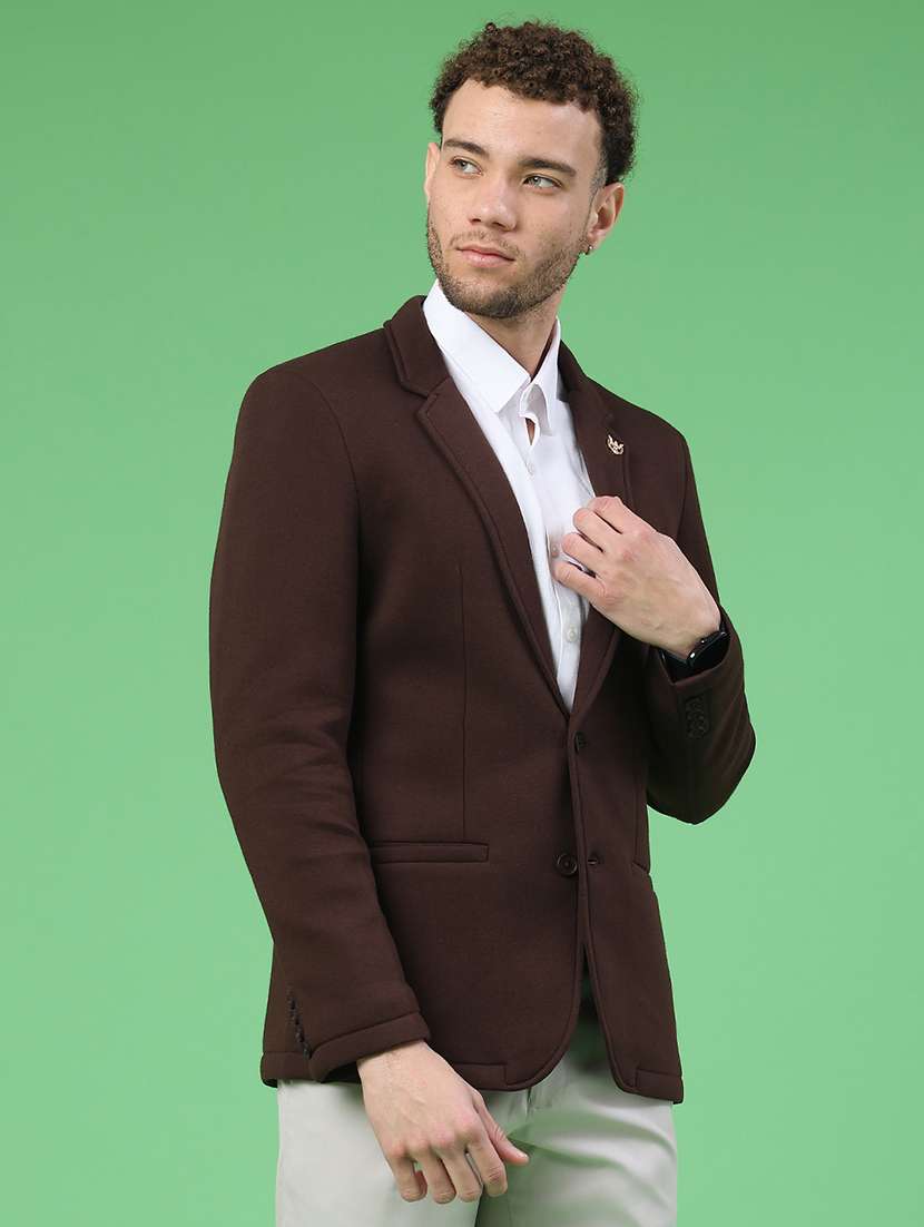 men solid lapel collar single breasted casual blazer - 22247040 -  Standard Image - 3