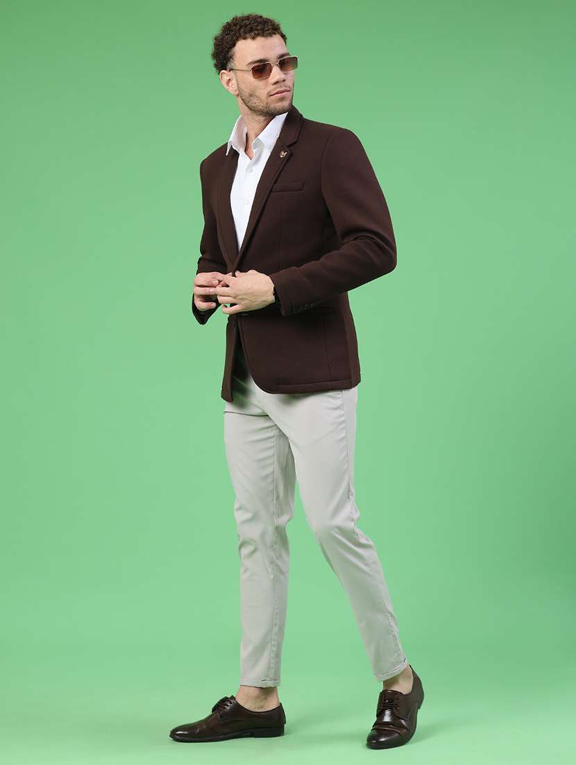 men solid lapel collar single breasted casual blazer - 22247040 -  Standard Image - 5