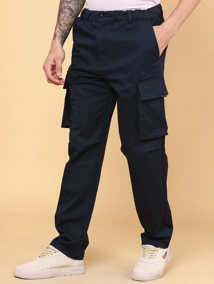 men solid mid rise regular fit cargo  - 22247107 -  Standard Image - 5