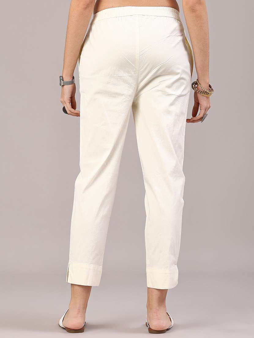 Women Solid Mid Rise Ankle Length Tapered Pant - 22247135 -  Standard Image - 3