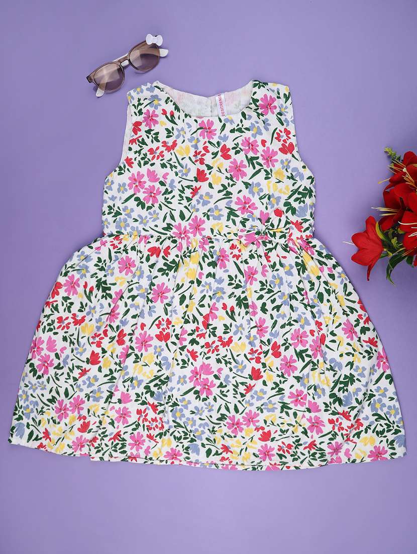girls printed sleeveless flared frock