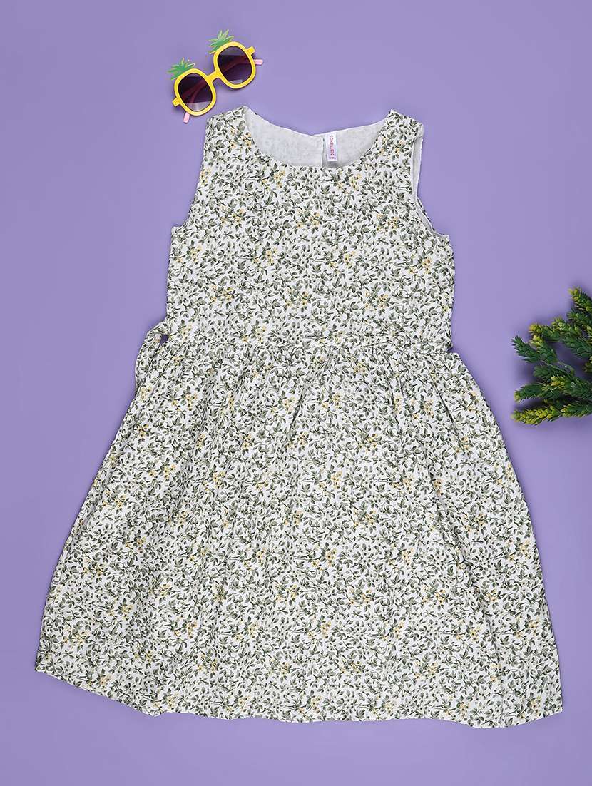 girls printed sleeveless flared frock