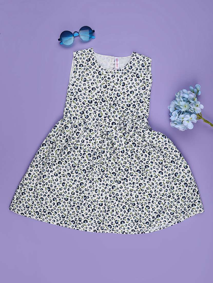 girls printed sleeveless flared frock