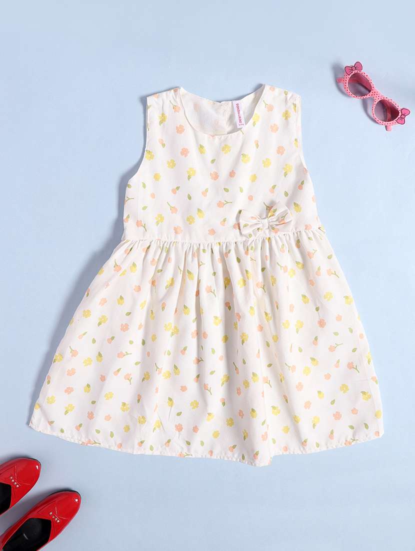 girls printed sleeveless flared frock