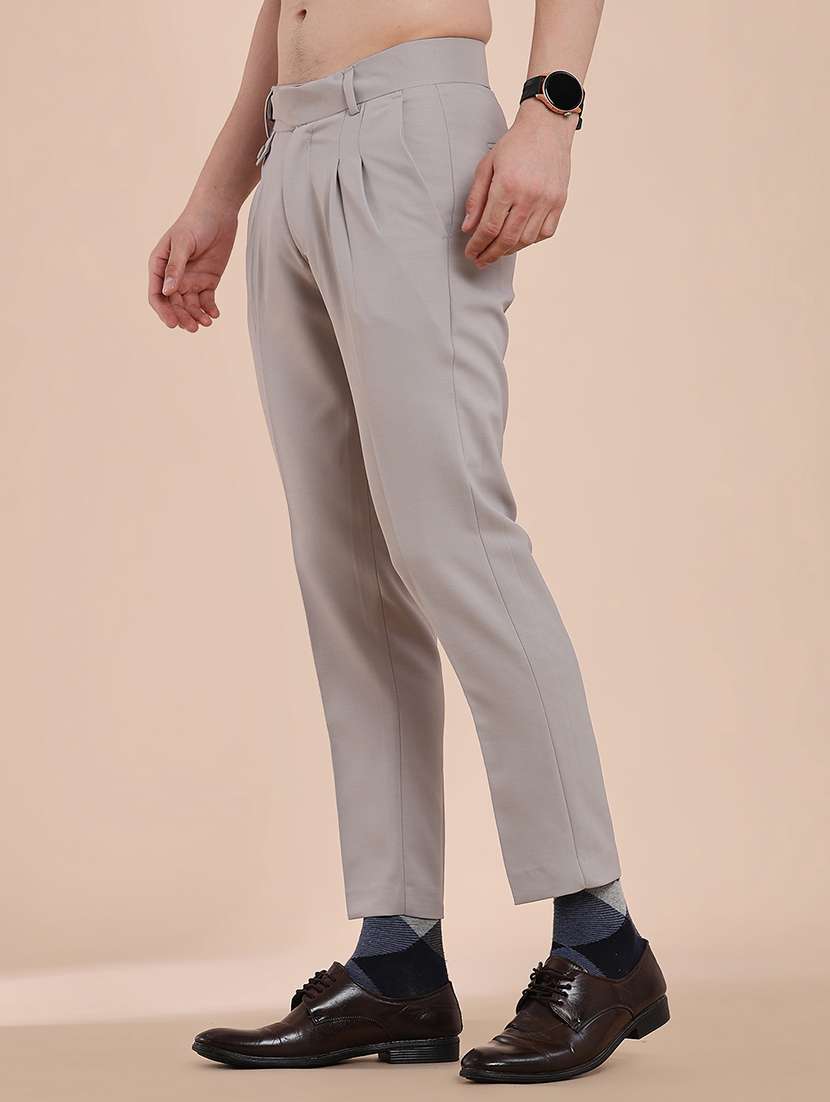men solid mid rise regular fit formal trouser - 22247225 -  Standard Image - 3