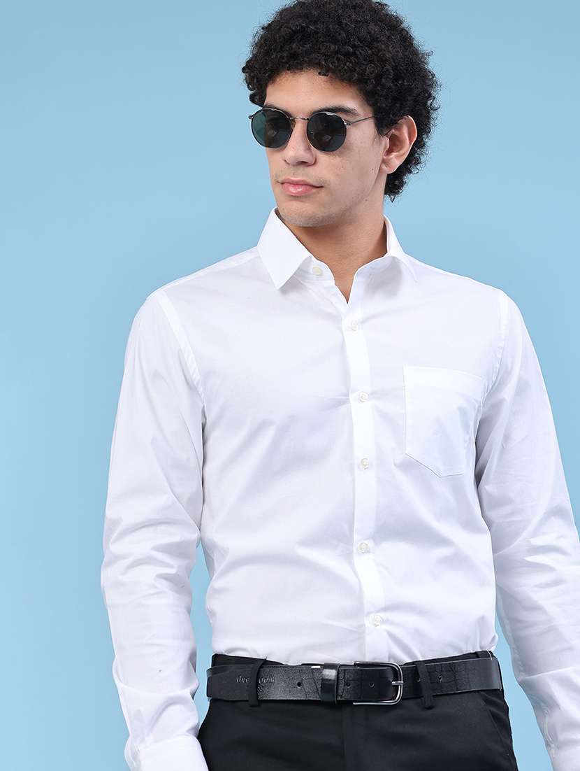 men solid long sleeves slim fit formal shirt