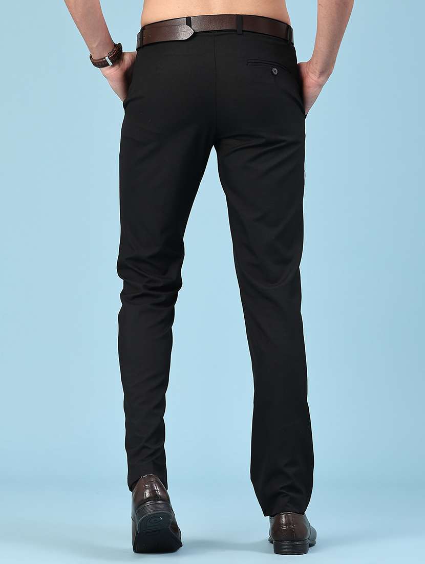 black polyester flat front trousers formal - 22247404 -  Standard Image - 3