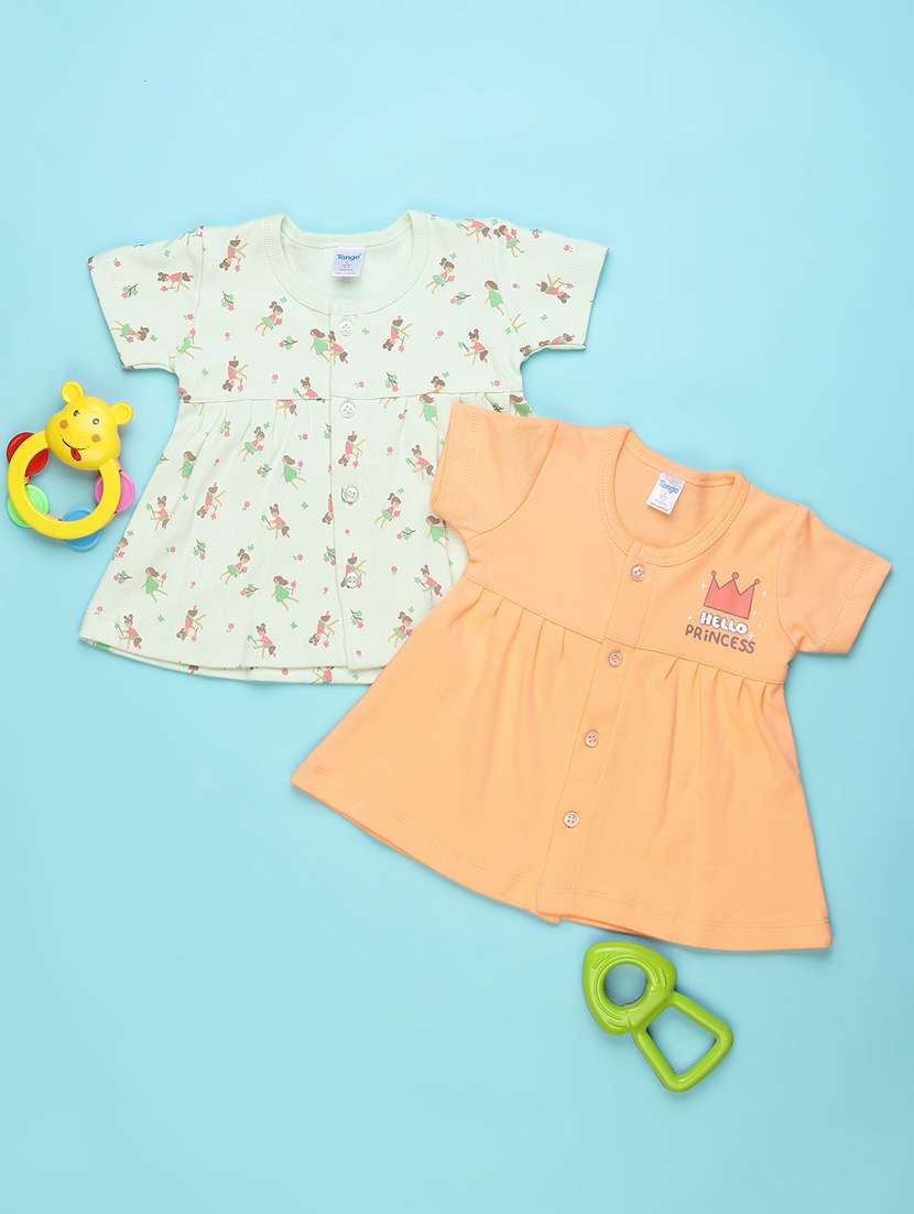 kids pack of 2 printed round neck frock