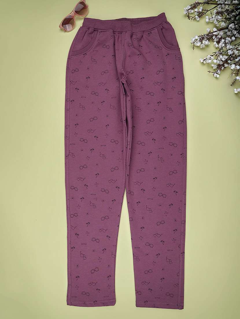 girls printed mid rise track pant