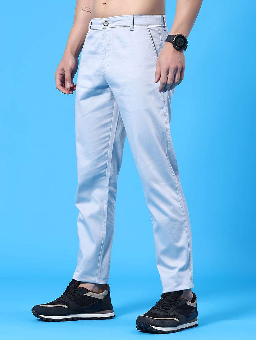 Men Solid Mid Rise Chinos Casual Trouser - 22247455 -  Standard Image - 3
