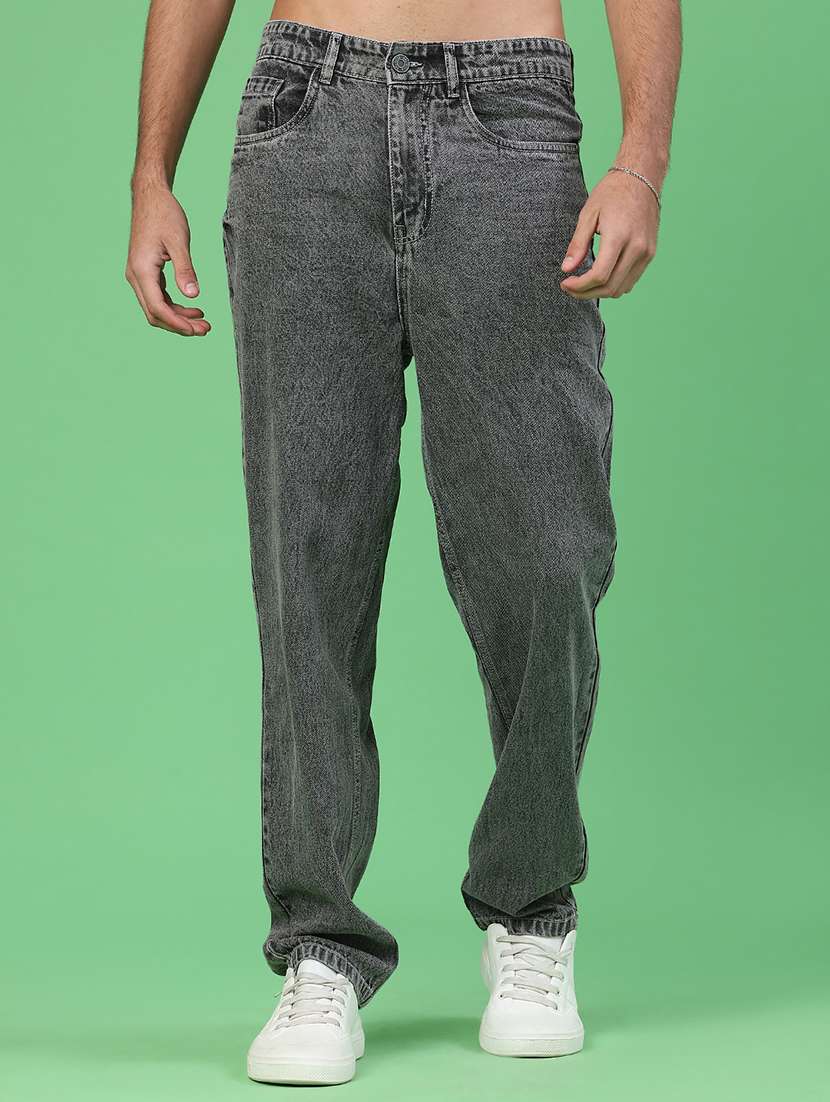 men plain mid rise full length relaxed fit jeans