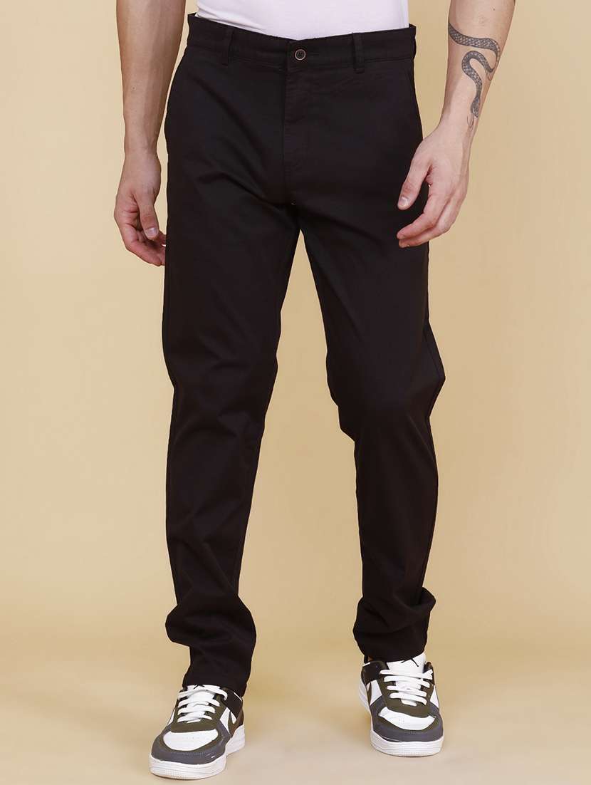 men solid mid rise slim fit chinos