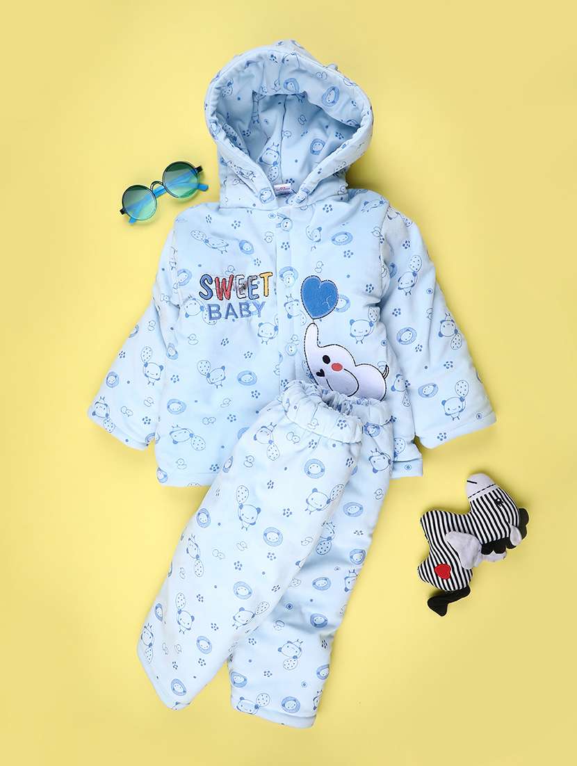 boys printed hooded full length set