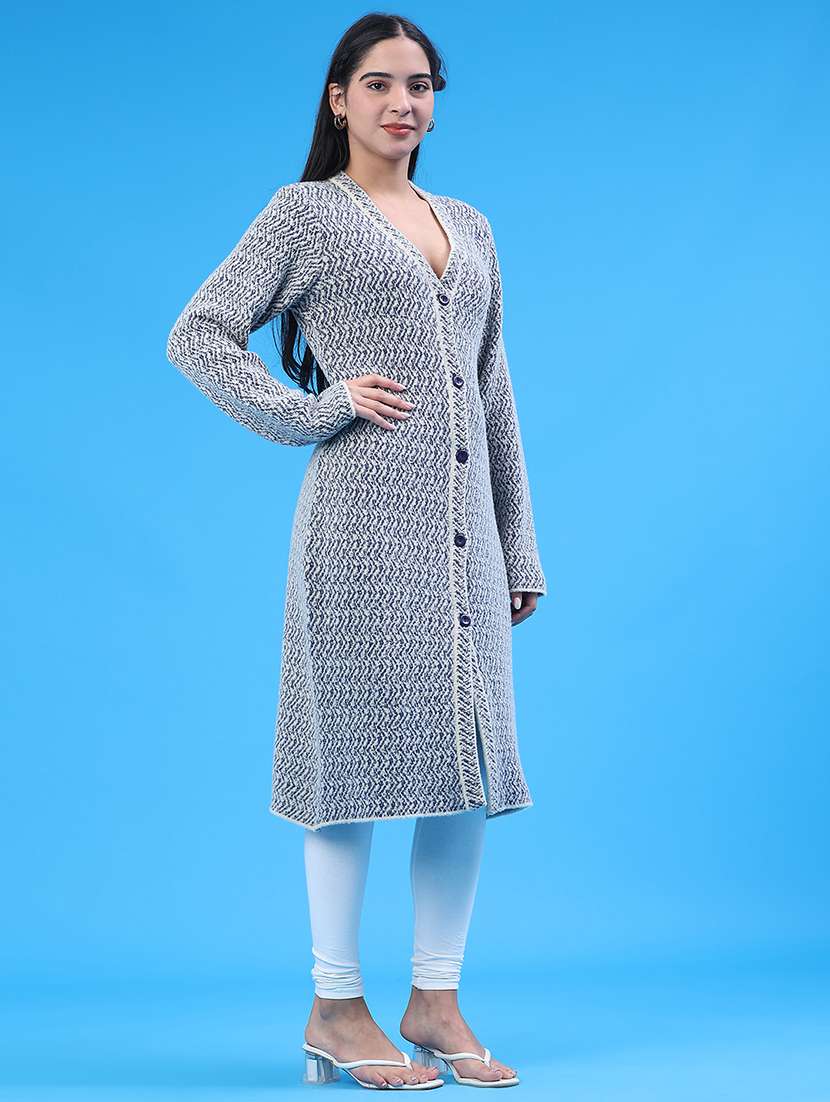 Women Self Design Long Sleeve Cardigan - 22247770 -  Standard Image - 3