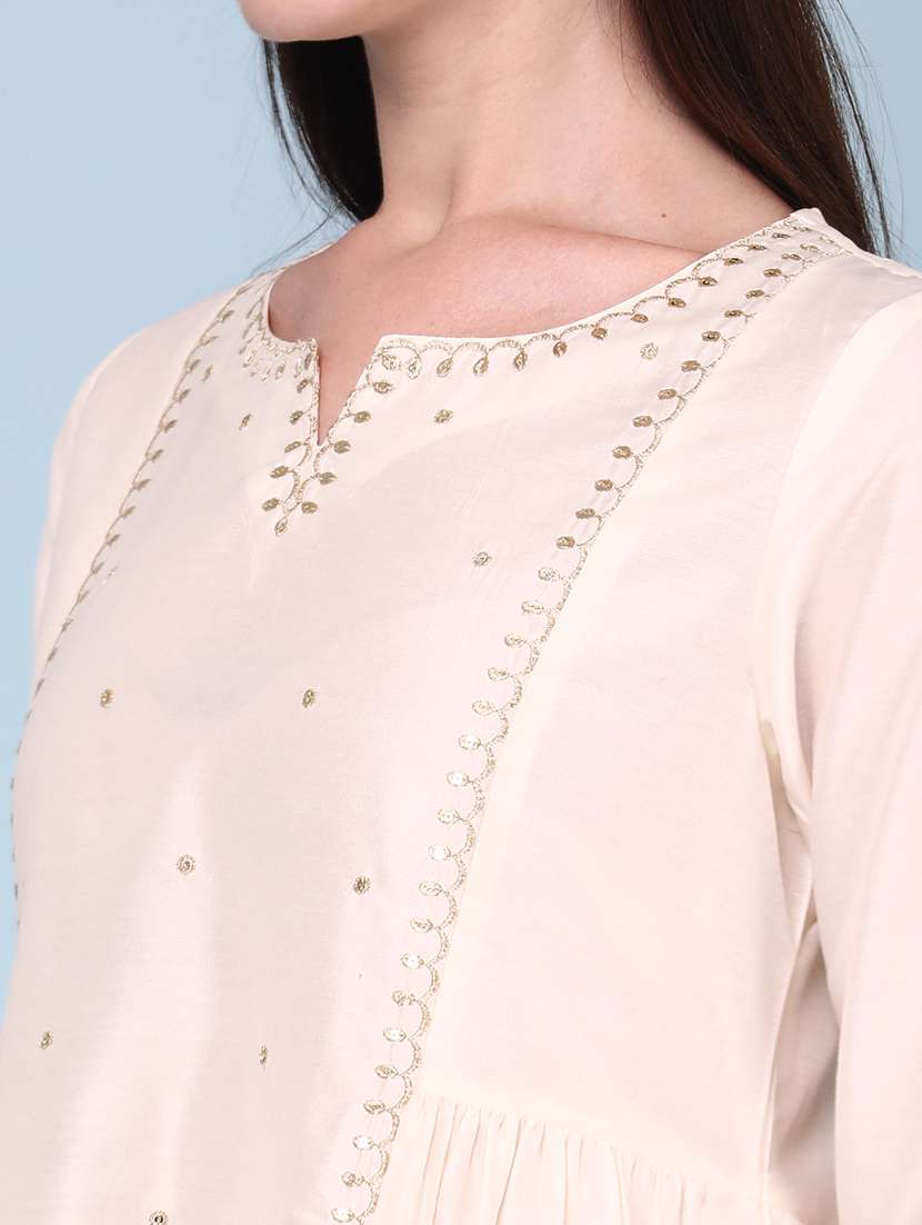 women embroidered three quarter sleeves kurta pant set - 22248097 -  Standard Image - 5