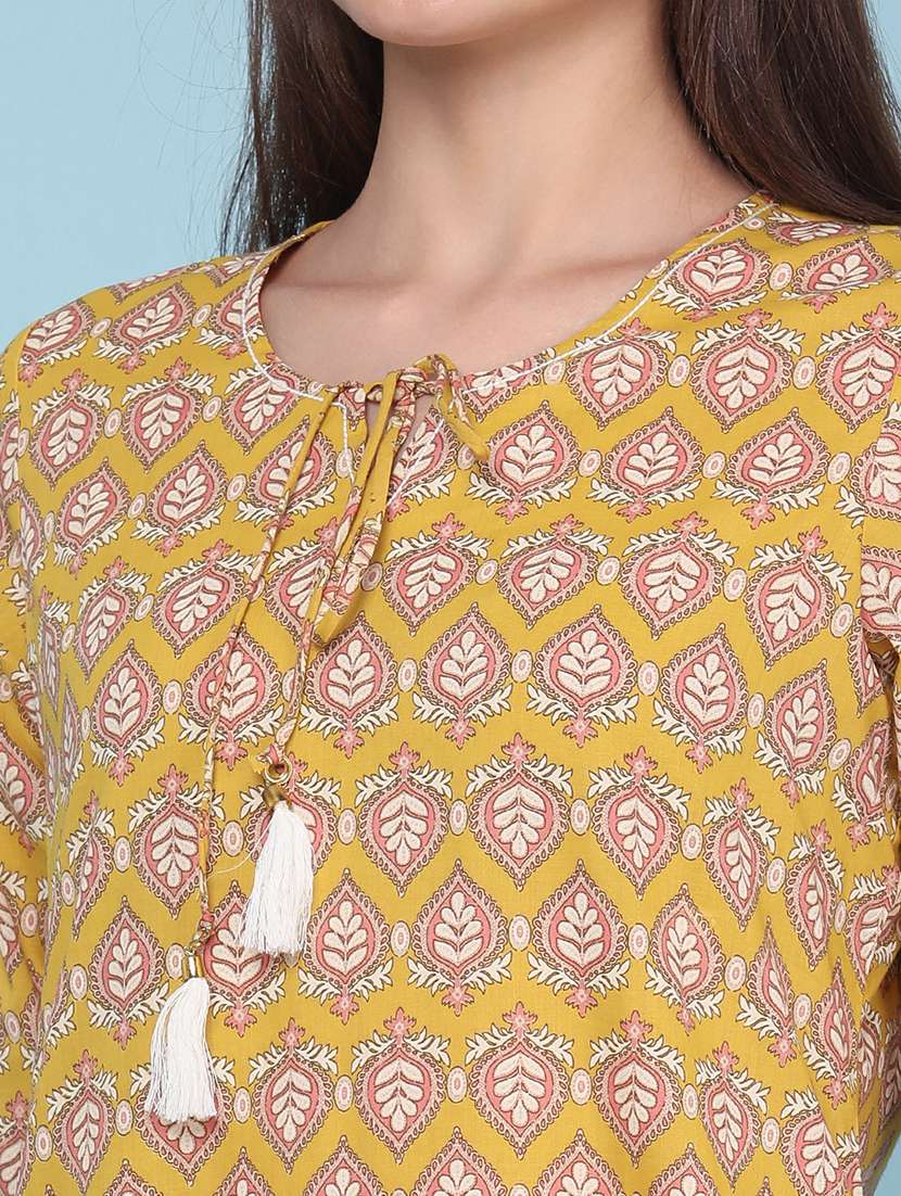 women printed three quarter sleeves straight kurta - 22248169 -  Standard Image - 5