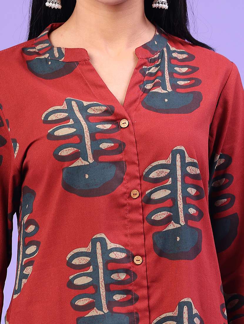 women printed three quarter sleeve straight kurta - 22248176 -  Standard Image - 5