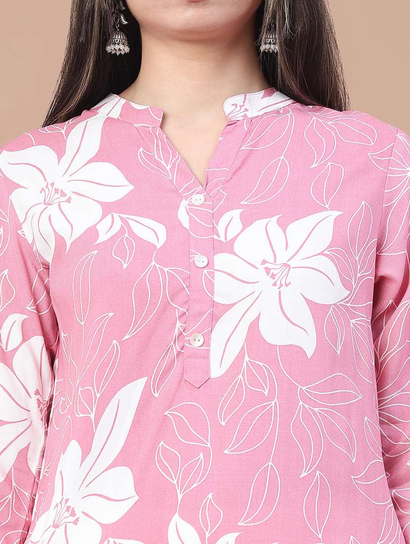 women floral printed three quarter sleeve straight kurta - 22248190 -  Standard Image - 5
