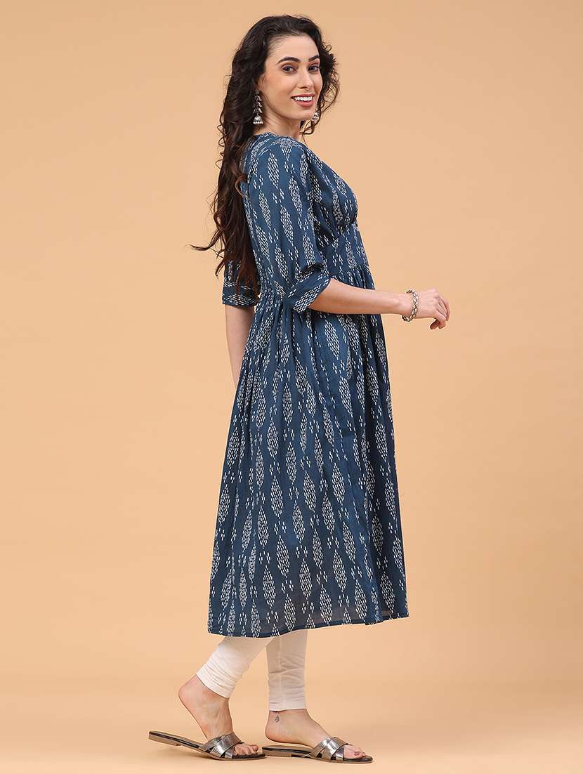 blue rayon fit & flare dress - 22248272 -  Standard Image - 3