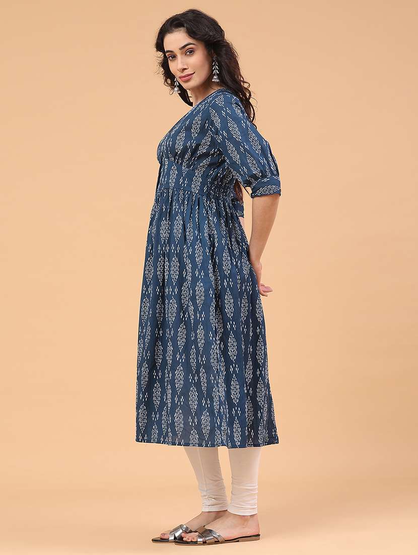 blue rayon fit & flare dress - 22248272 -  Standard Image - 5