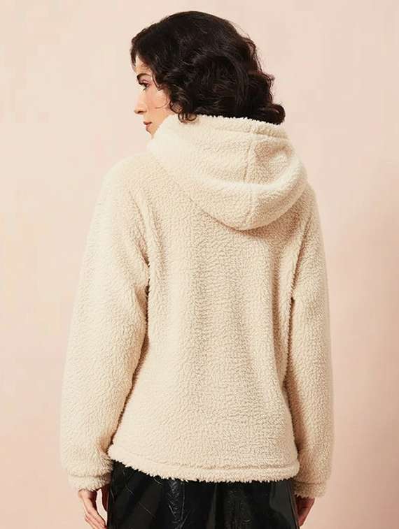 women solid long sleeve hooded sweatshirt - 22248298 -  Standard Image - 3