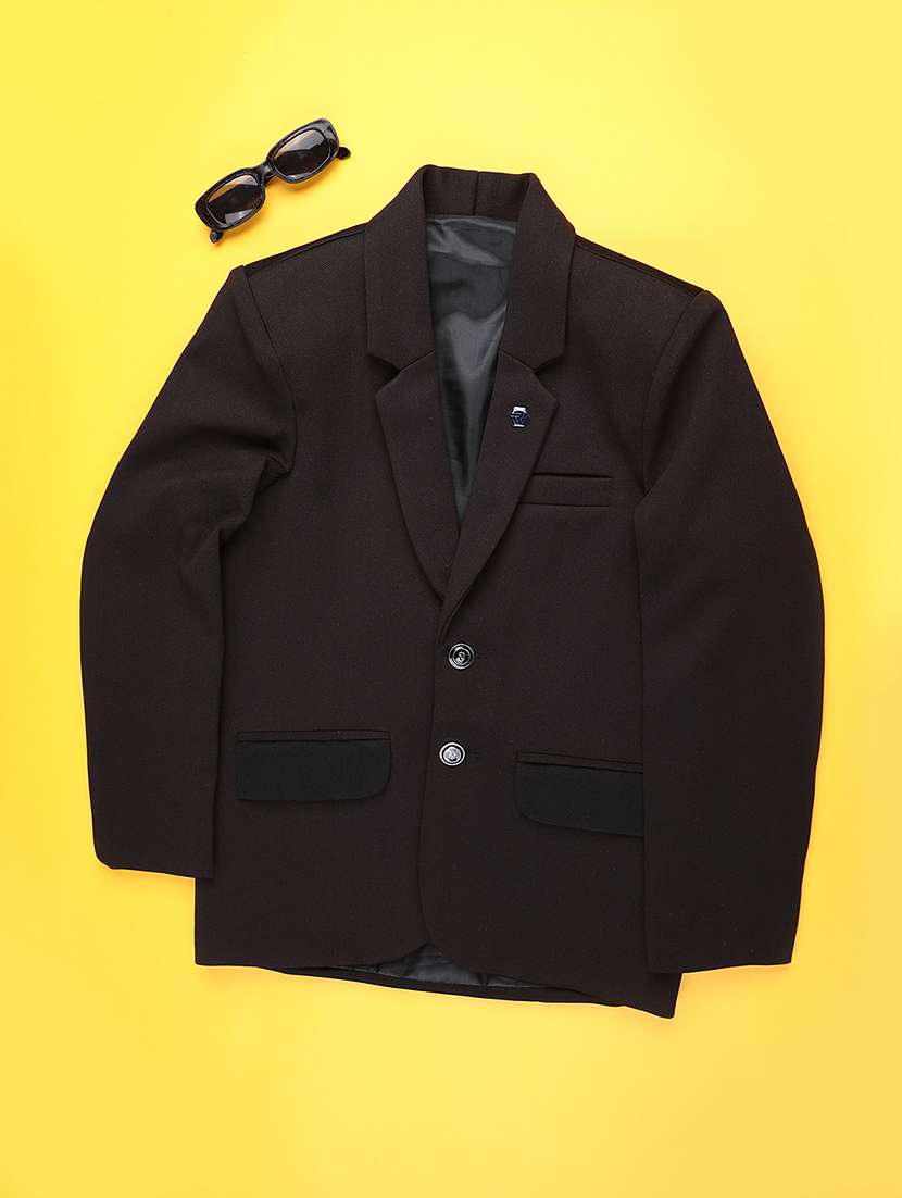 boys solid long sleeve single breasted blazer