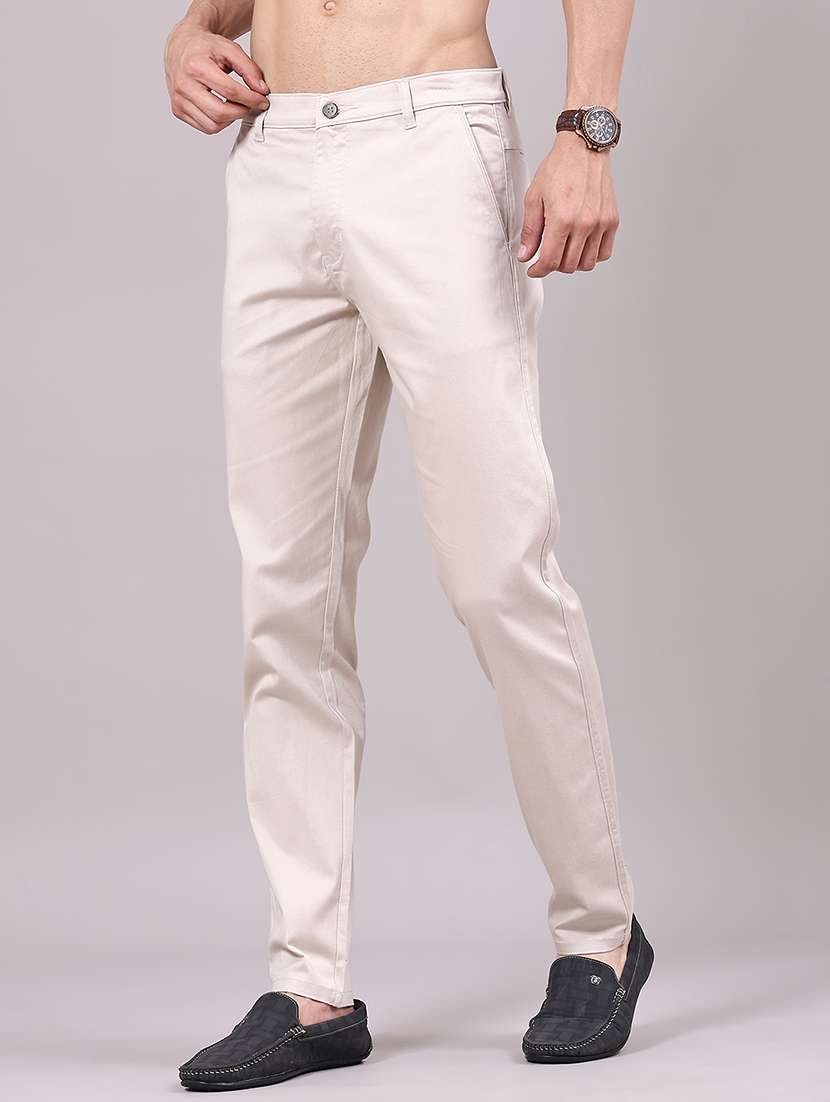 beige cotton chinos casual trousers