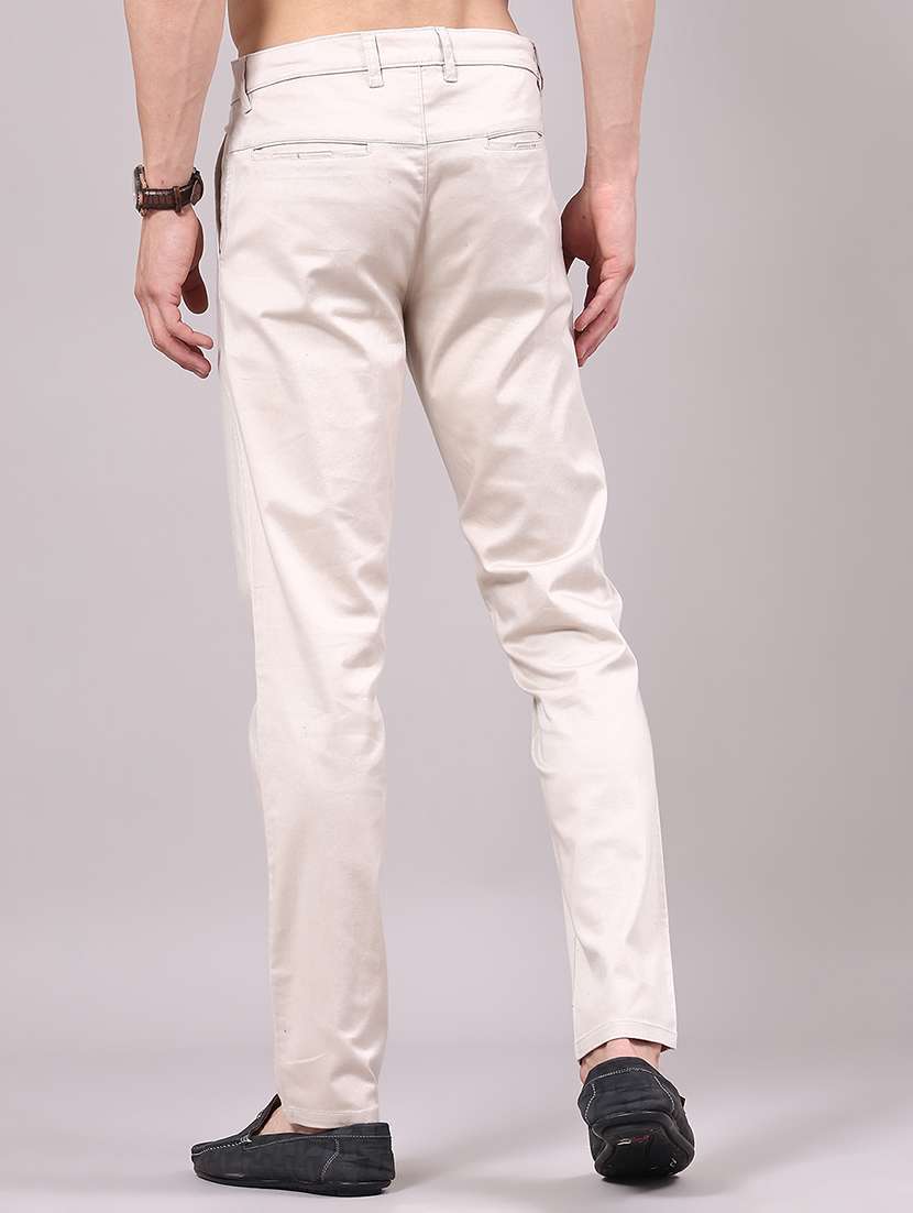 Beige Cotton Chinos Casual Trousers - 22248398 -  Standard Image - 3
