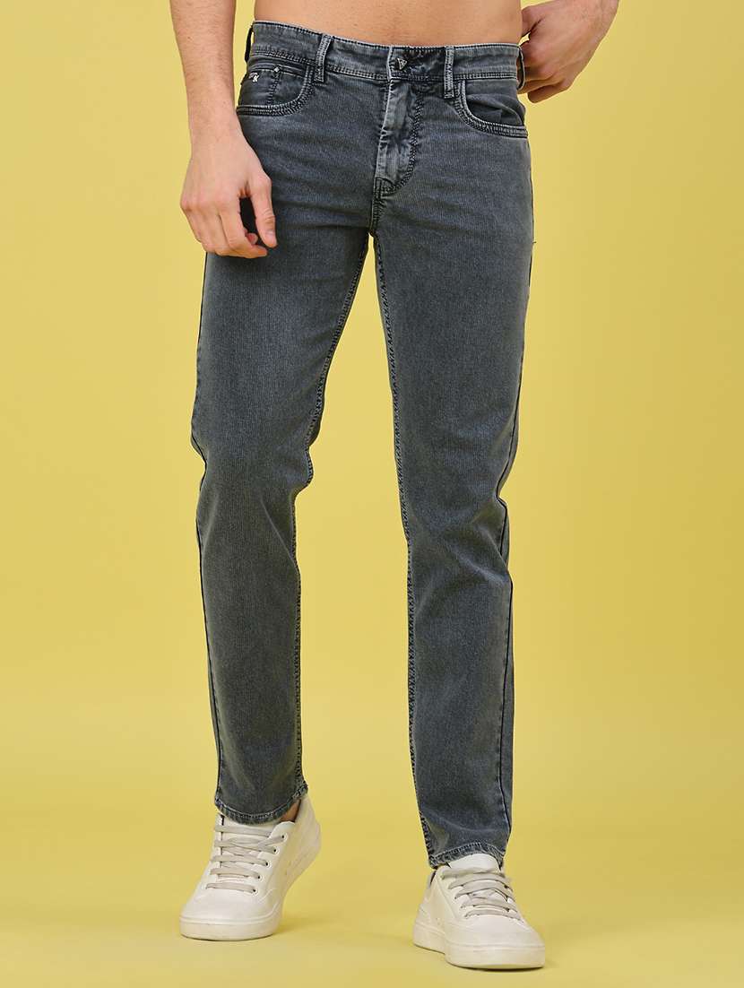 men solid mid rise slim jean