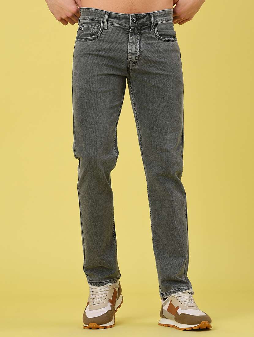 men solid mid rise slim jean