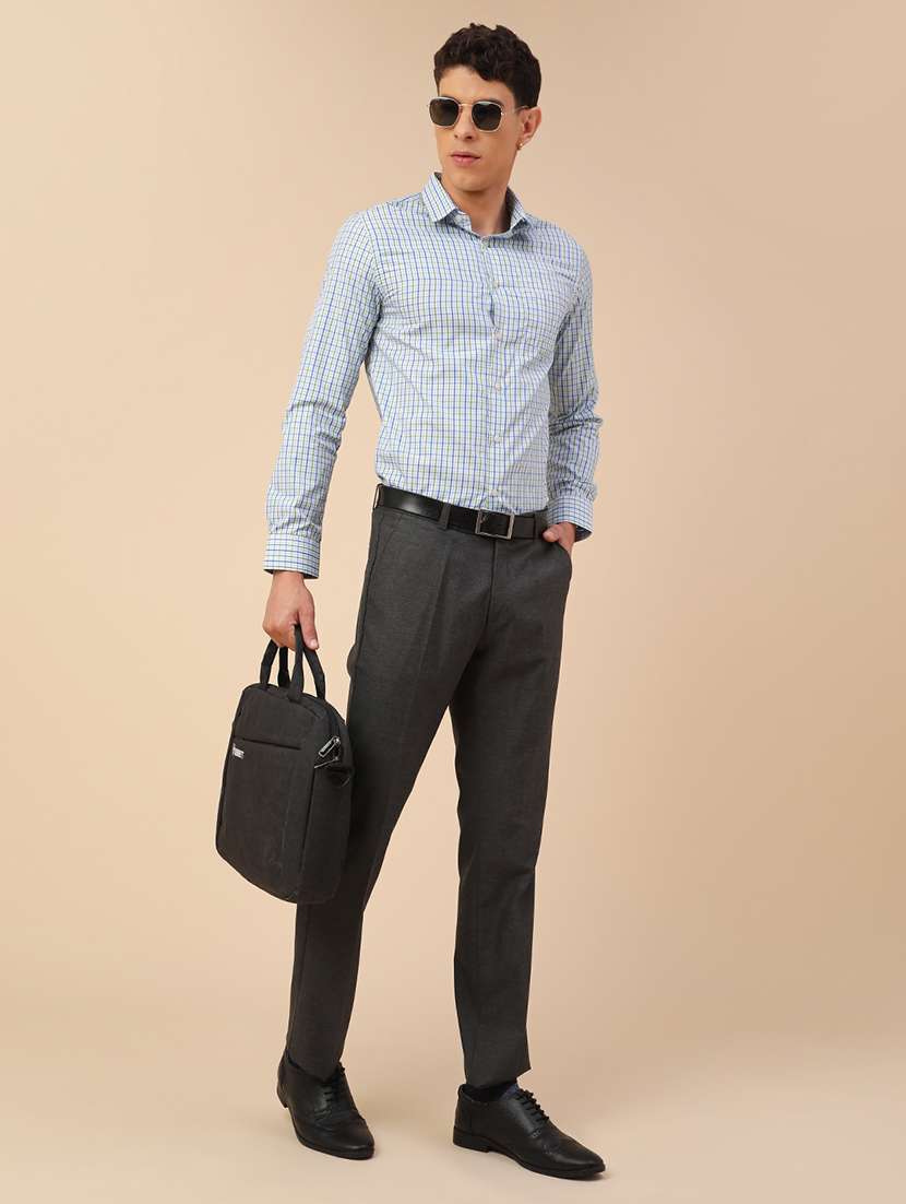 men solid mid rise slim fit formal trouser - 22248410 -  Standard Image - 5