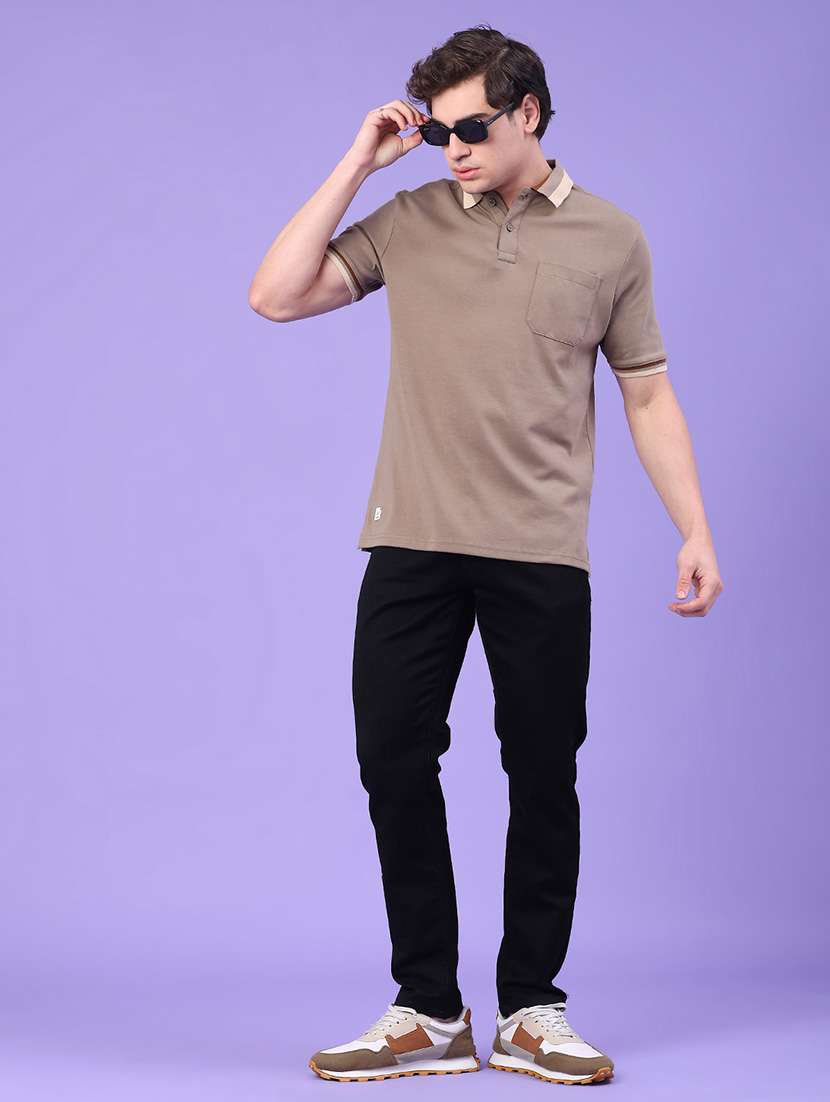 Men Solid Short Sleeve Regular Fit Polo T-shirt - 22248493 -  Standard Image - 3