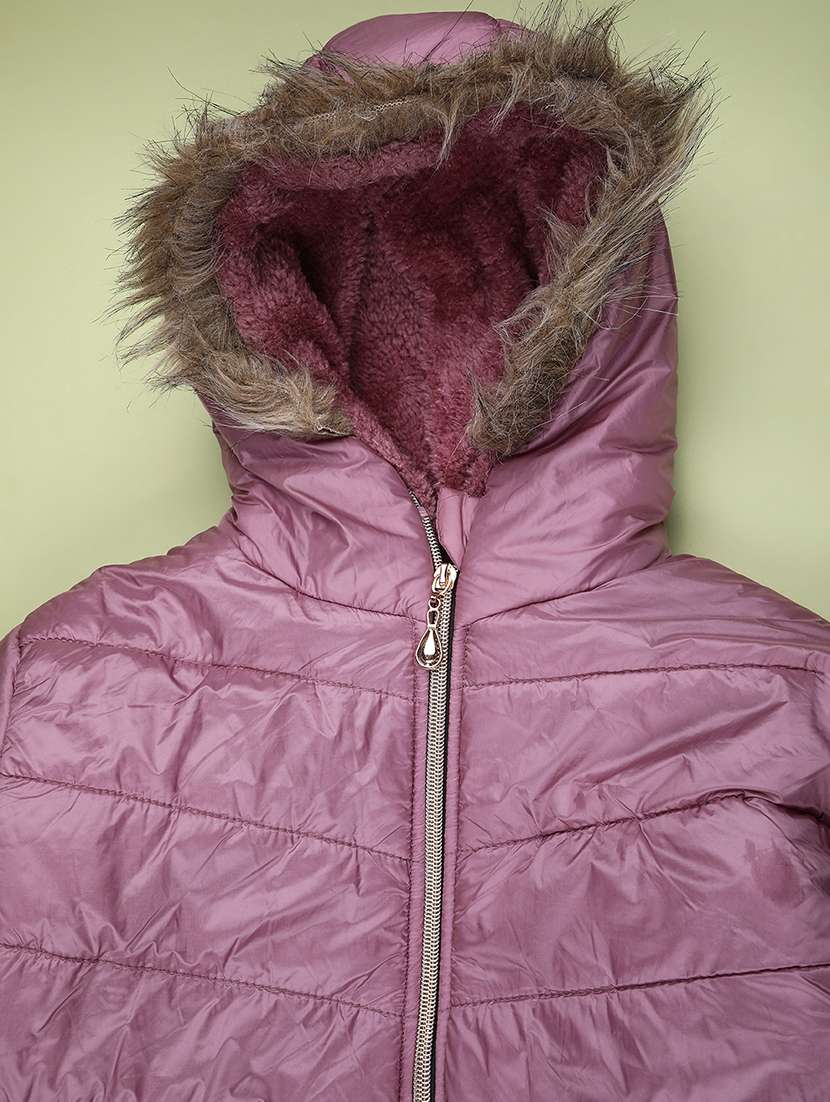 girls solid long sleeve quilted jacket - 22248505 -  Standard Image - 3