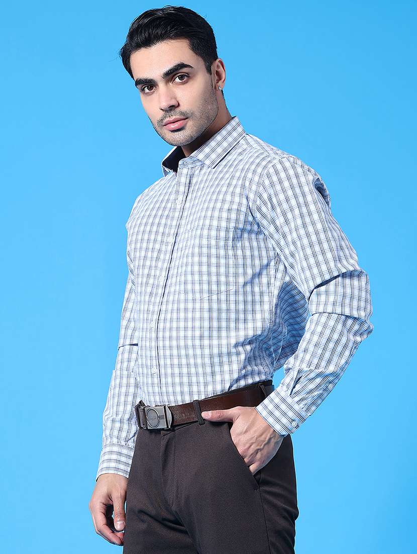men checkered long sleeve slim fit formal shirt - 22248555 -  Standard Image - 3