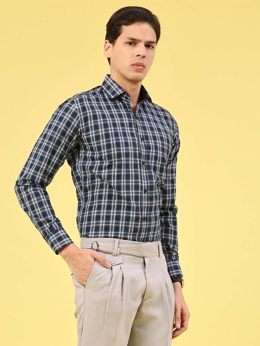 men checkered long sleeve slim fit formal shirt - 22248561 -  Standard Image - 3
