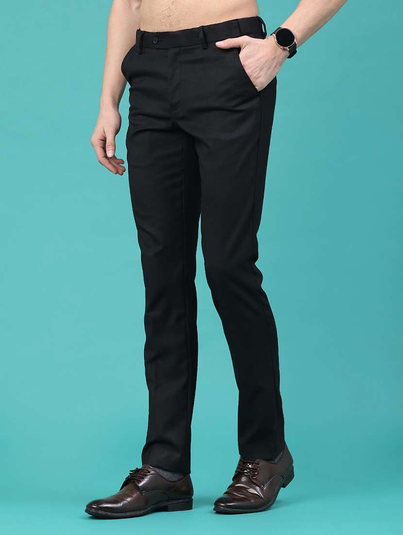 men black viscose flat front trousers formal trouser - 22248579 -  Standard Image - 3