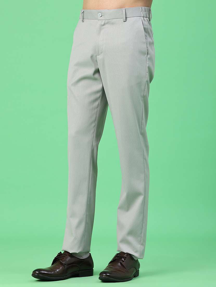 men solid mid rise flat front formal trouser - 22248580 -  Standard Image - 3