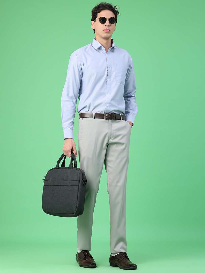 men solid mid rise flat front formal trouser - 22248580 -  Standard Image - 5