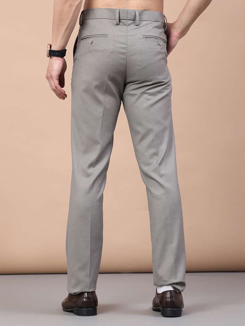 men solid mid rise flat front formal trouser - 22248581 -  Standard Image - 3