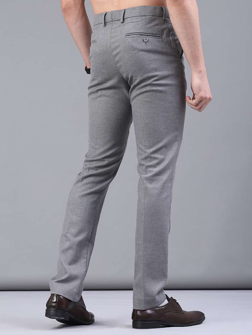 men solid mid rise flat front formal trouser - 22248582 -  Standard Image - 3