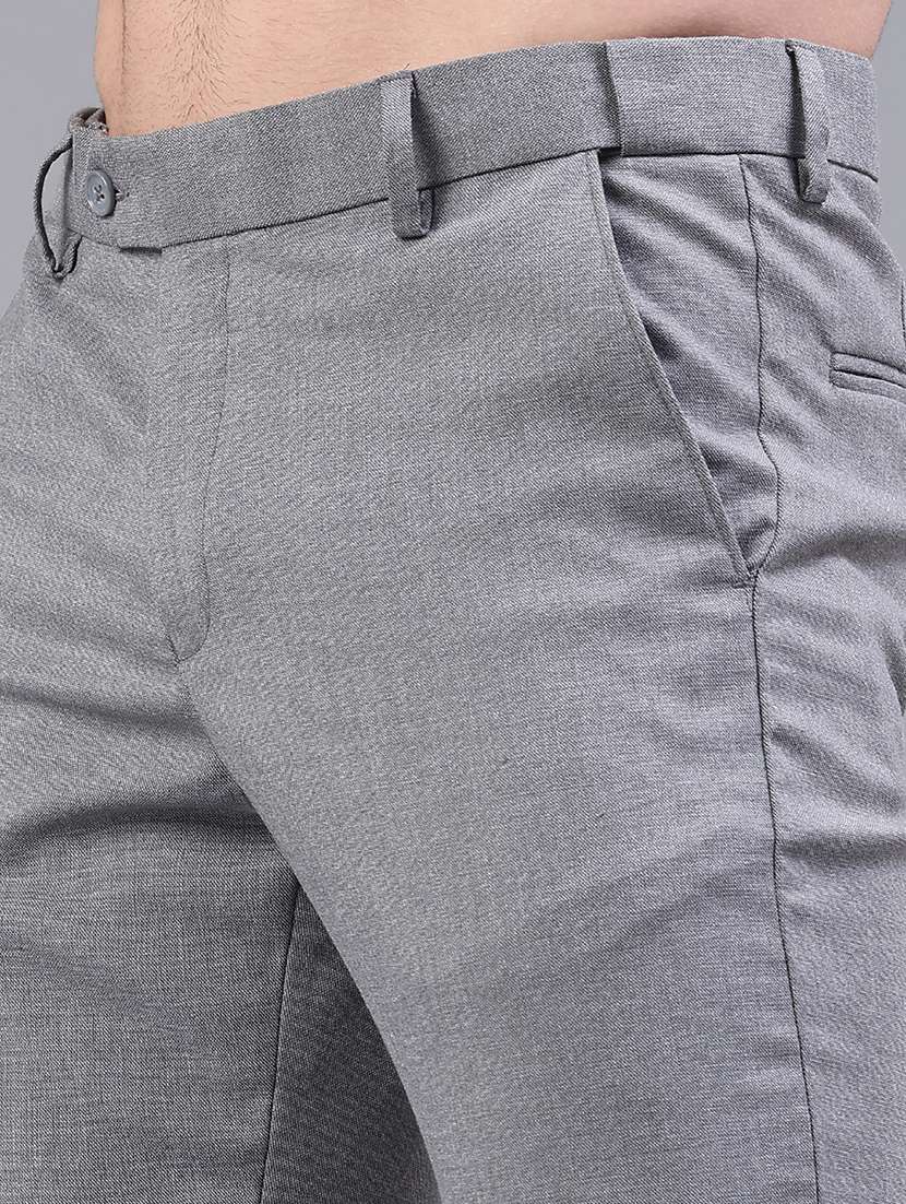 men solid mid rise flat front formal trouser - 22248582 -  Standard Image - 5