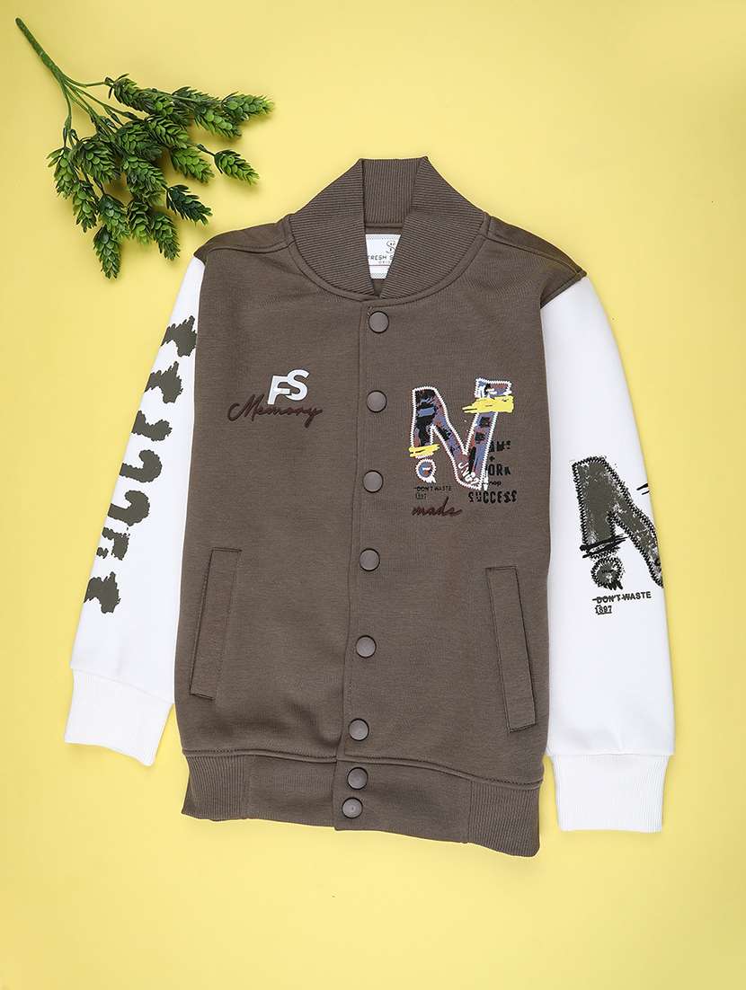 boys printed long sleeve varsity jacket