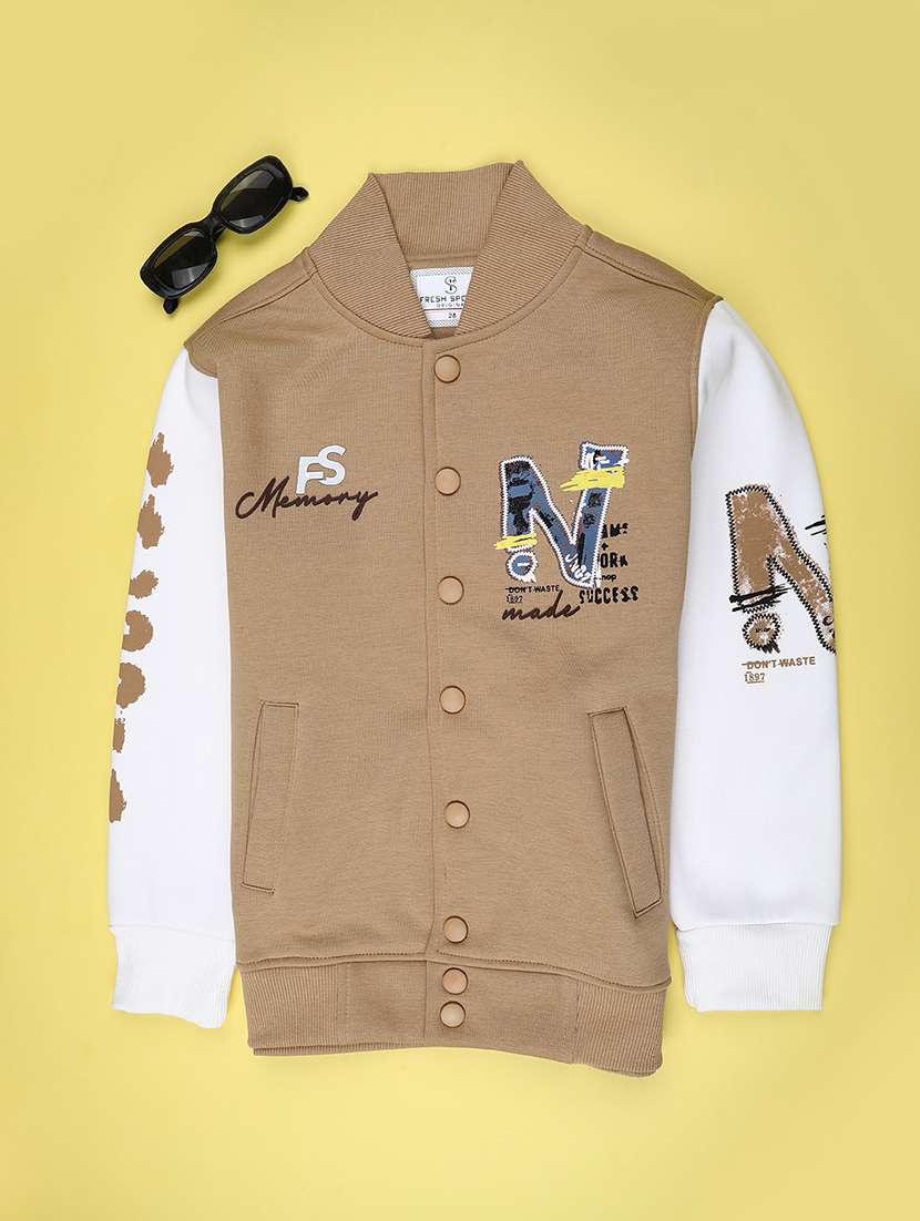 boys printed long sleeve varsity jacket