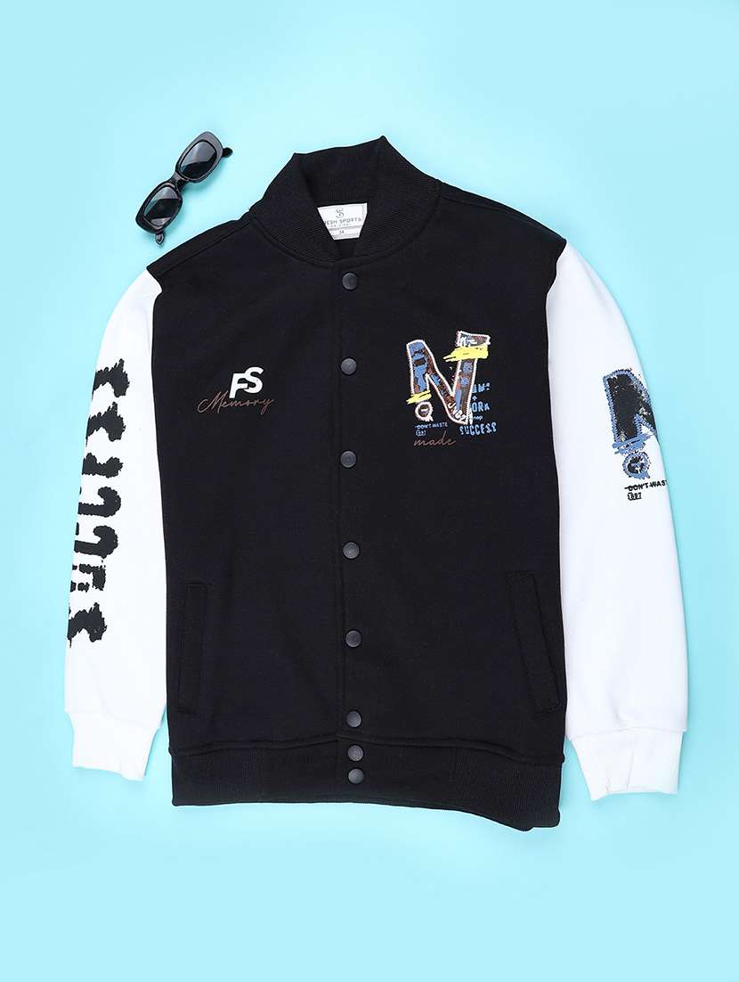 boys printed long sleeve varsity jacket
