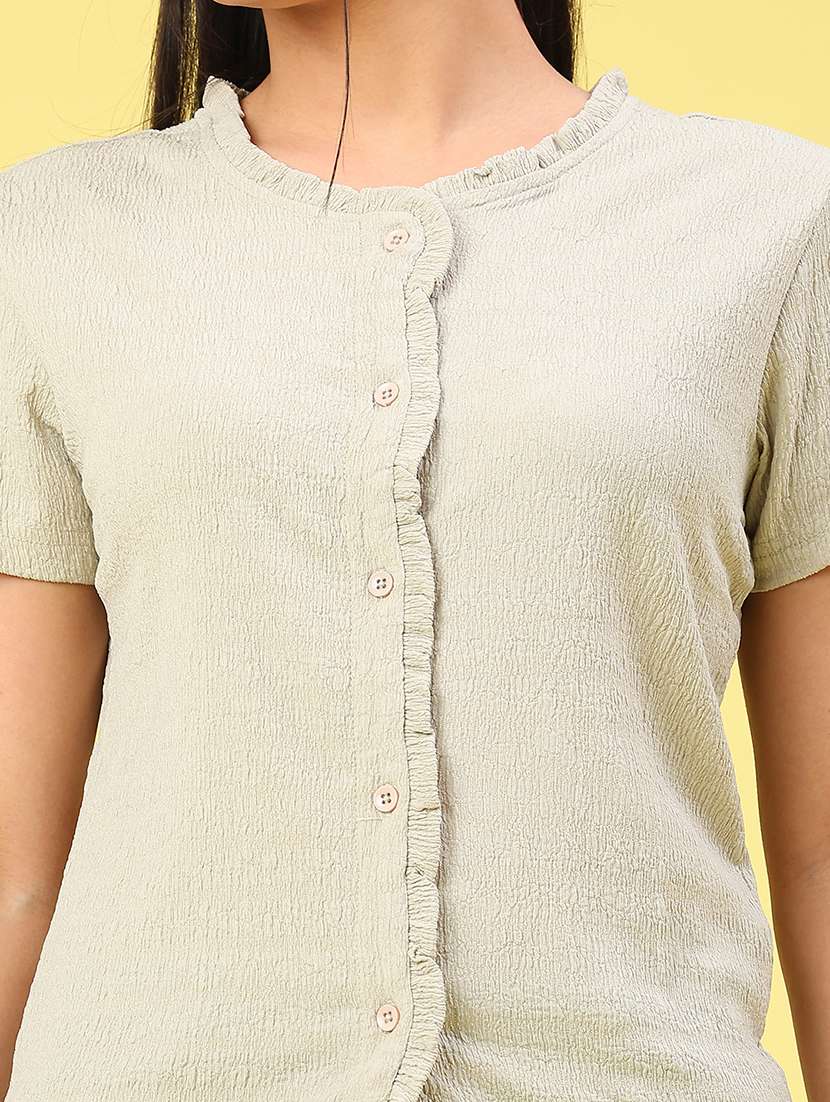 women solid puff sleeve button down  top - 22248779 -  Standard Image - 5