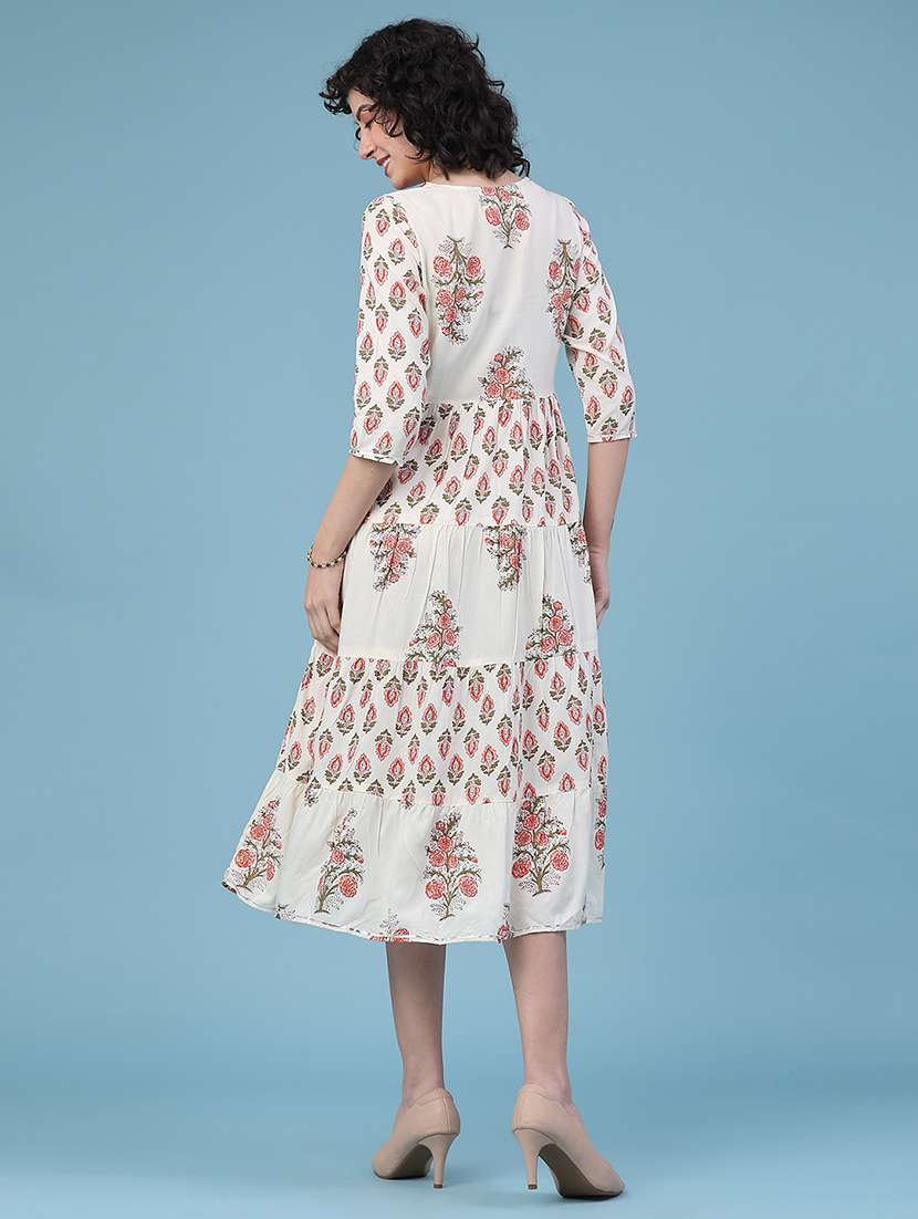 cream rayon tiered  dress - 22248789 -  Standard Image - 5