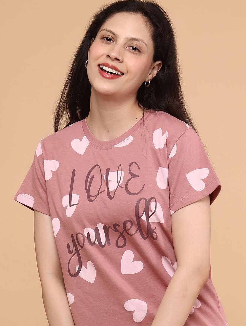 women pink cotton regular t-shirt